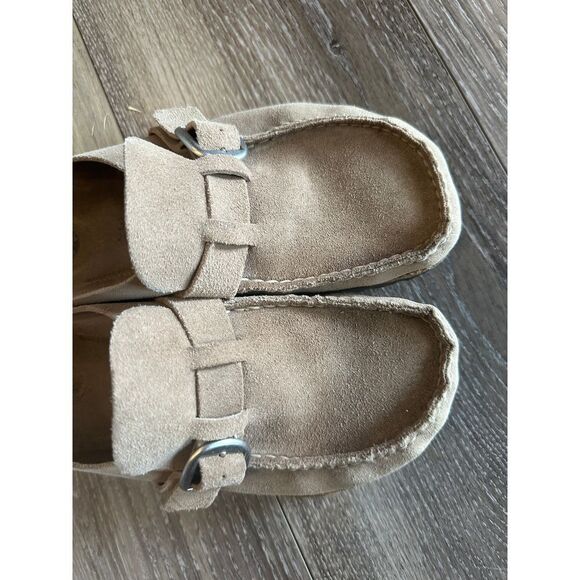 Birkenstock Buckley suede leather gray taupe slip on sandals size 38 - Picture 5 of 7